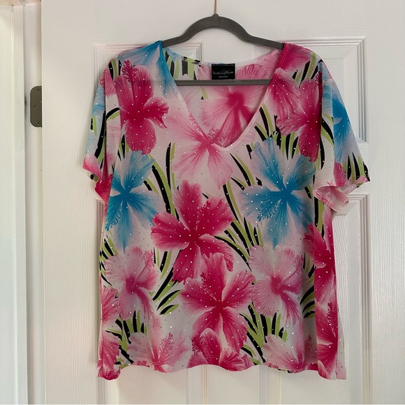 Fern Cotton Shaped Hem Tee - Pink Touch
